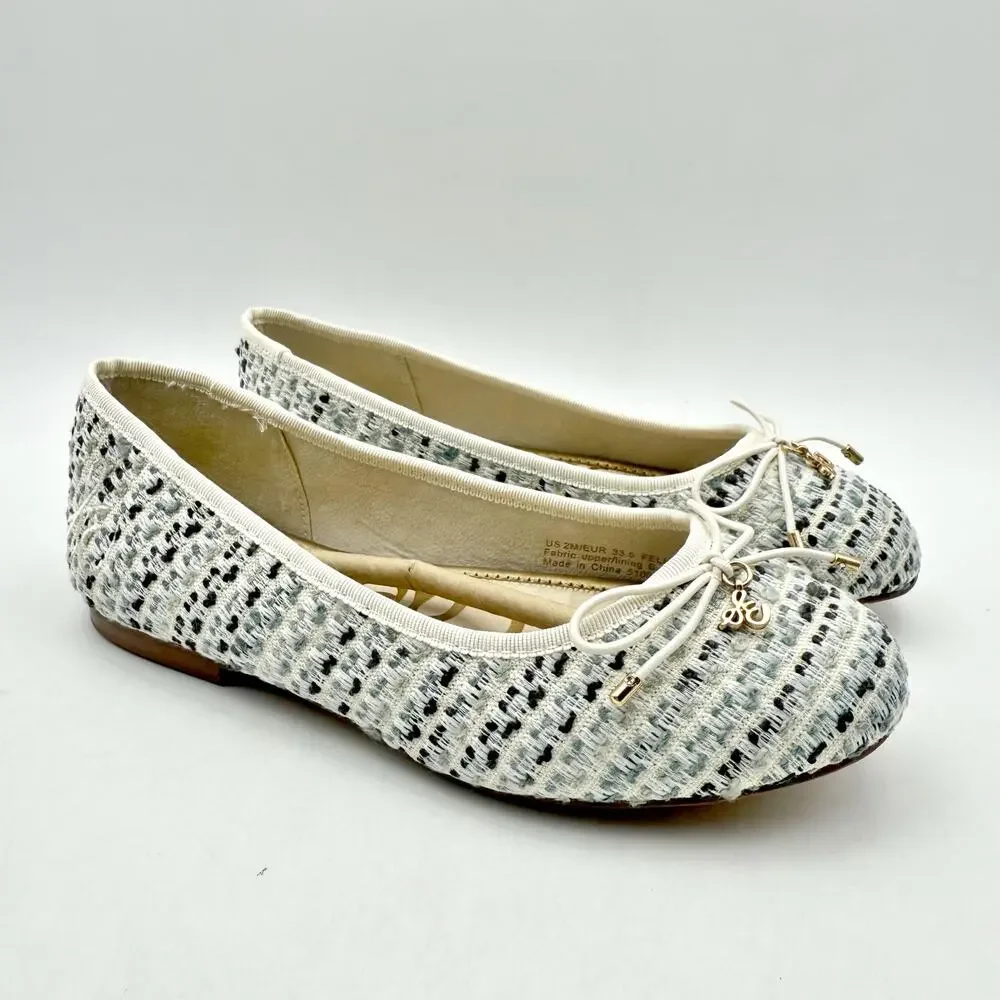 Sam Edelman Kids Felicia Ballet Flats US 2 M EU 33.5 Taupe Vegan Fabric NIB